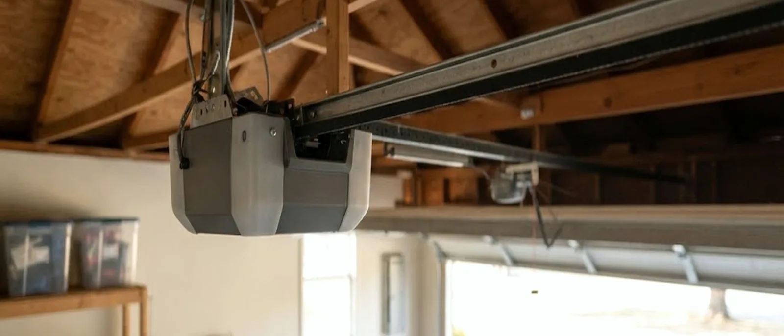 Garage door opener unit in a Martin garage